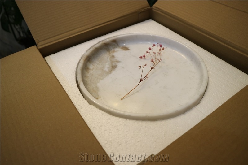 Bianco White Marble Round Trays