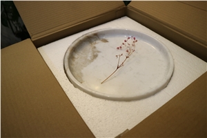 Bianco White Marble Round Trays