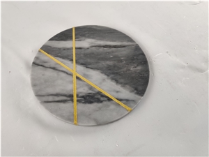 Carrara Grey Marble Round Trays for Home Decor