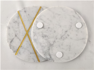 Carrara White Marble Trays Handicraft Carving