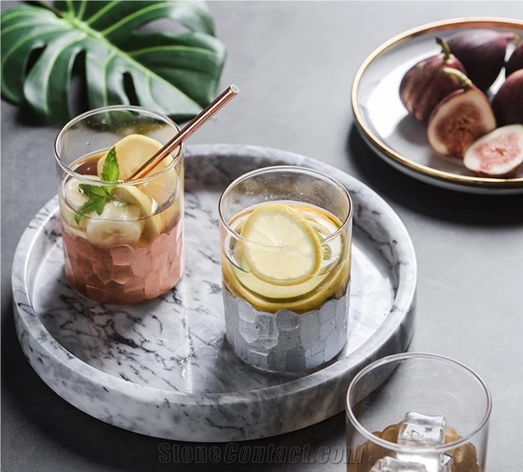 Home Luxury Round Marble Tray