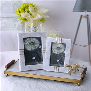 Light Luxury Bedside Table Marble Photo Frame