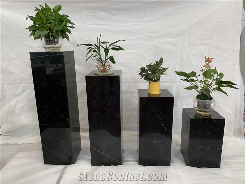 Nero Marquina Marble Plant Holders Customized Size