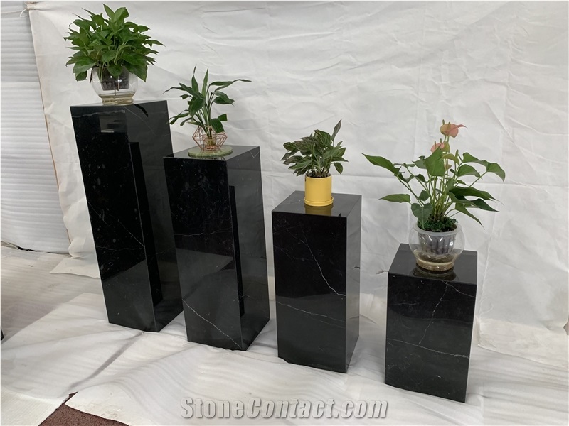 Nero Marquina Marble Plant Holders Customized Size