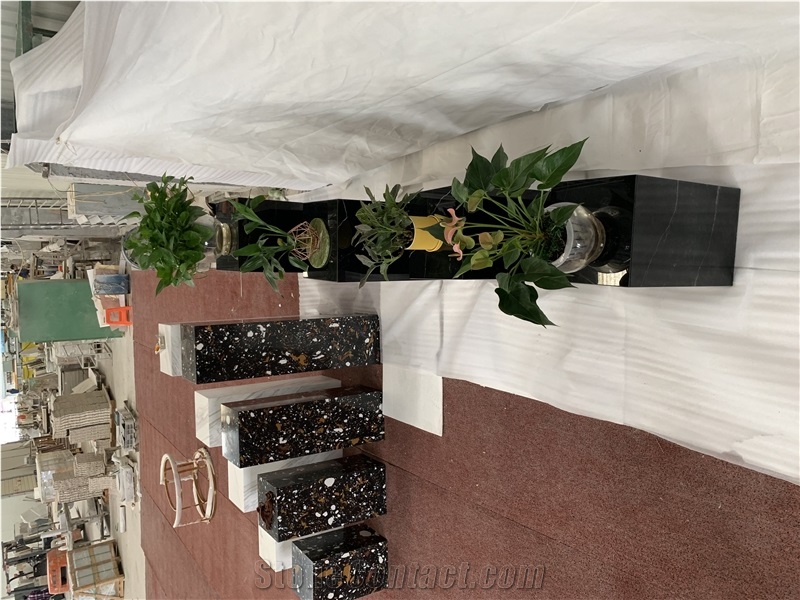 Nero Marquina Marble Plant Holders Customized Size