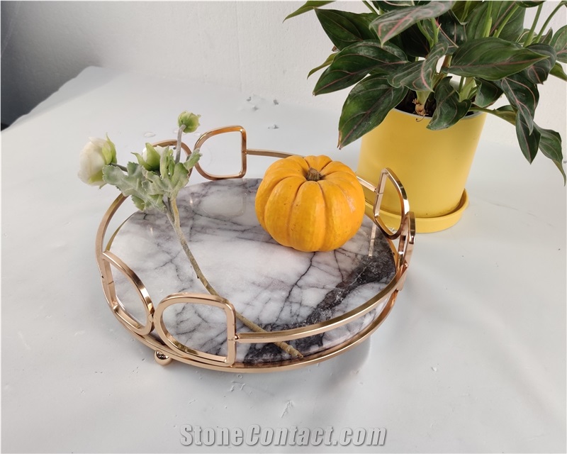 Round Marble Elegant Serving Tray