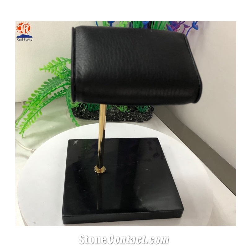 Black Marble Base Gold Metal for Watch Display