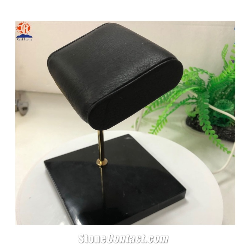 Black Marble Base Gold Metal for Watch Display