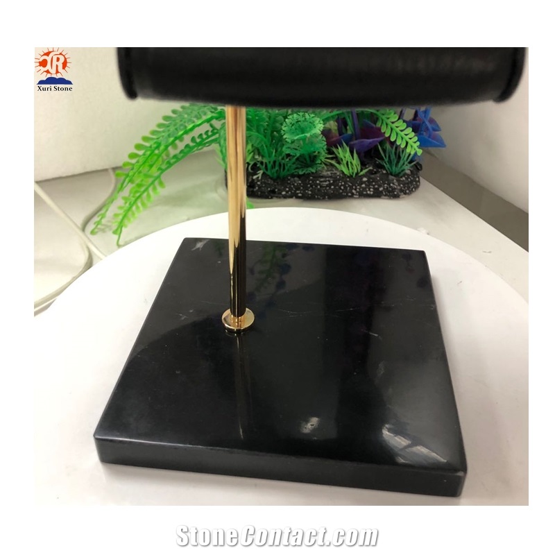 Black Marble Base Gold Metal for Watch Display