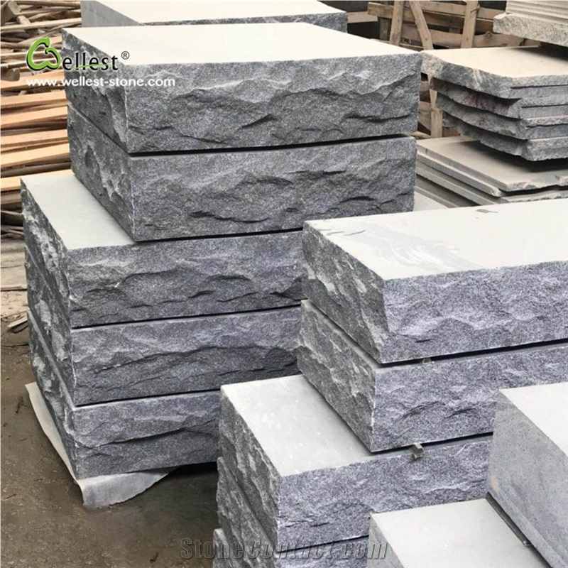 G654 Dark Grey Granite Split Rock Face Block Step