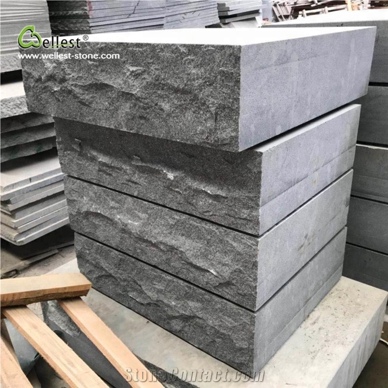G654 Dark Grey Granite Split Rock Face Block Step