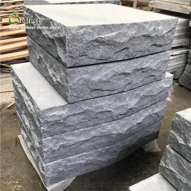 G654 Dark Grey Granite Split Rock Face Block Step