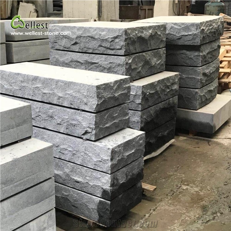 G654 Dark Grey Granite Split Rock Face Block Step