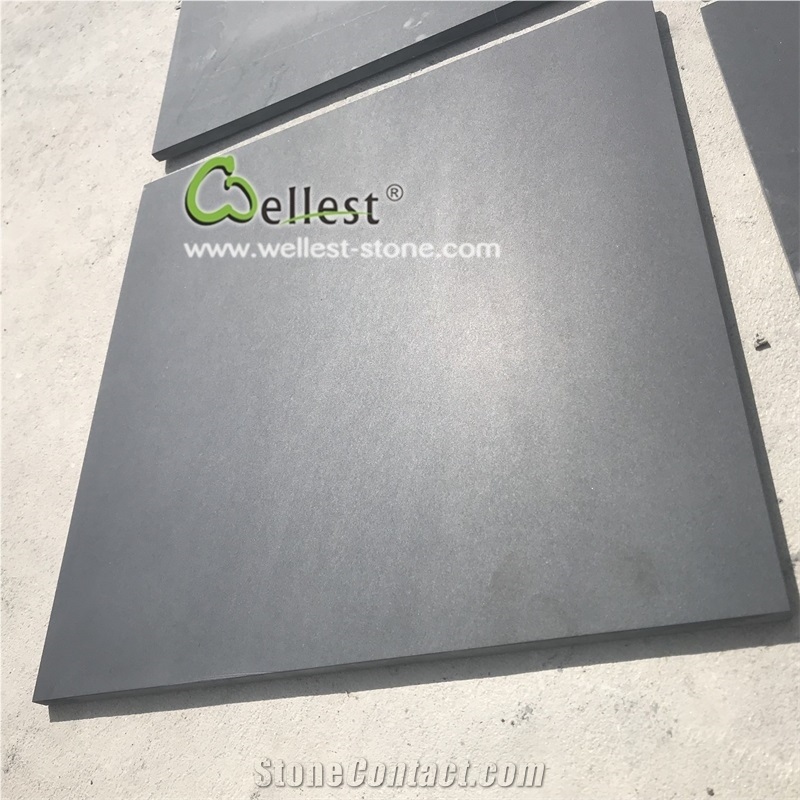 Honed Black Slate Tile for Flooring Patio Walkway