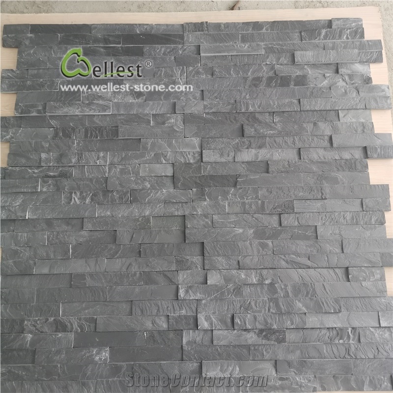 Riven Black Slate Thin Wall Ledge Stone Veneer