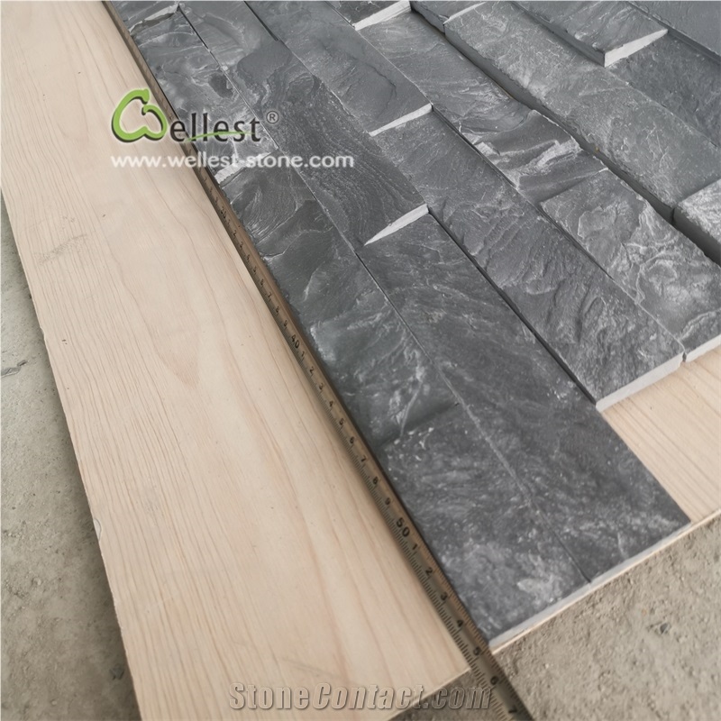 Riven Black Slate Thin Wall Ledge Stone Veneer
