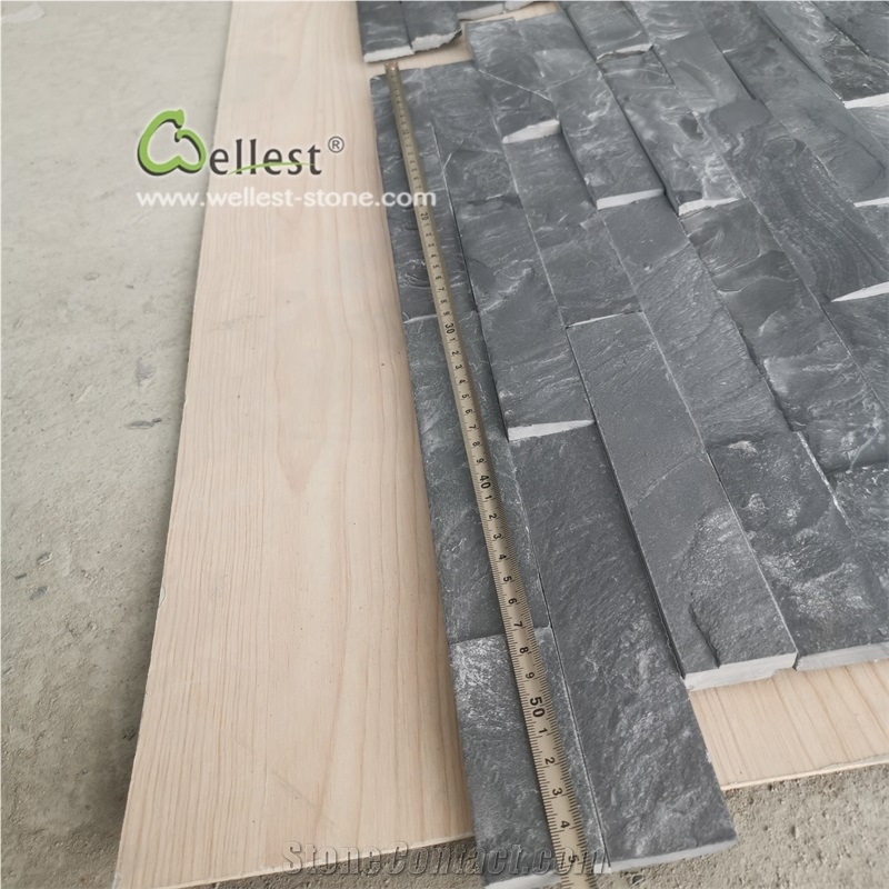 Riven Black Slate Thin Wall Ledge Stone Veneer