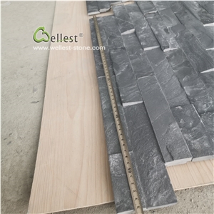 Riven Black Slate Thin Wall Ledge Stone Veneer