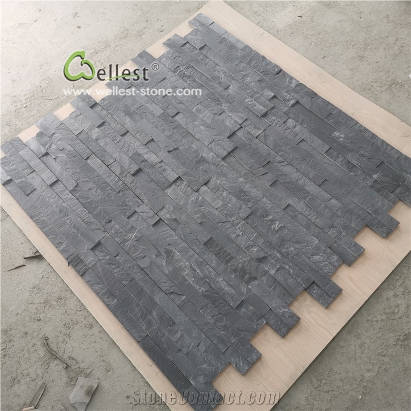 Riven Black Slate Thin Wall Ledge Stone Veneer