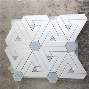 Argentina Blue Slate Waterjet Marble Mosaic Tiles