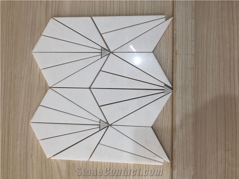 Greecethassos Crystallina Waterjet Marble Mosaic Tiles