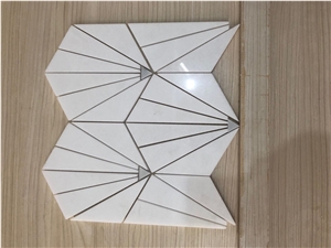 Greecethassos Crystallina Waterjet Marble Mosaic Tiles