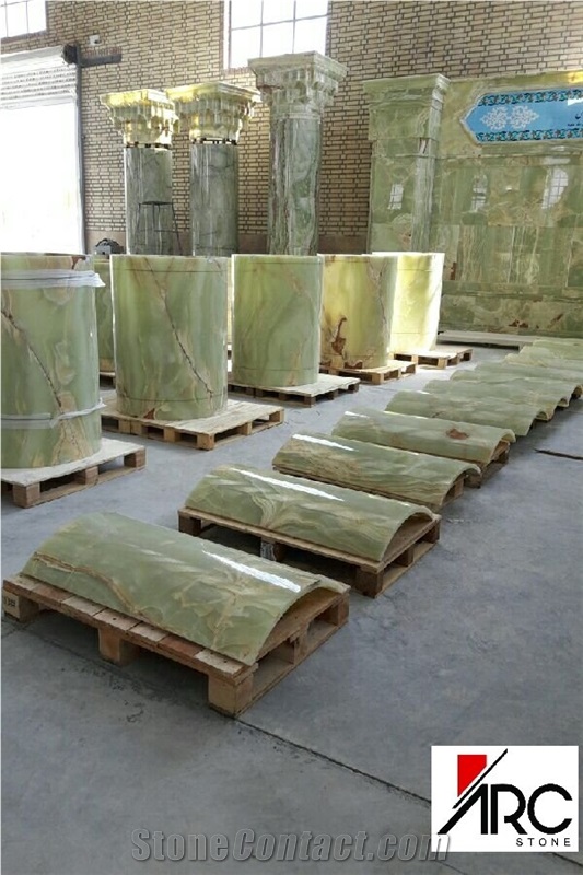 Persian Green Onyx Natural Stone Column