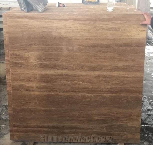 Noche Chocolate Takab Travertine Tile, Slab