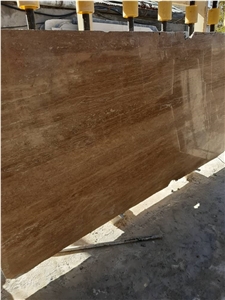 Noche Chocolate Takab Travertine Tile, Slab