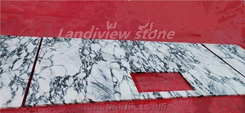 Arabescat White Marble Bathtop Vanity Countertops