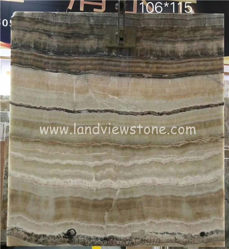 Cheap Crema Wooden Grain Onyx Slab