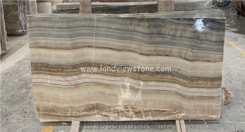 Cheap Crema Wooden Grain Onyx Slab