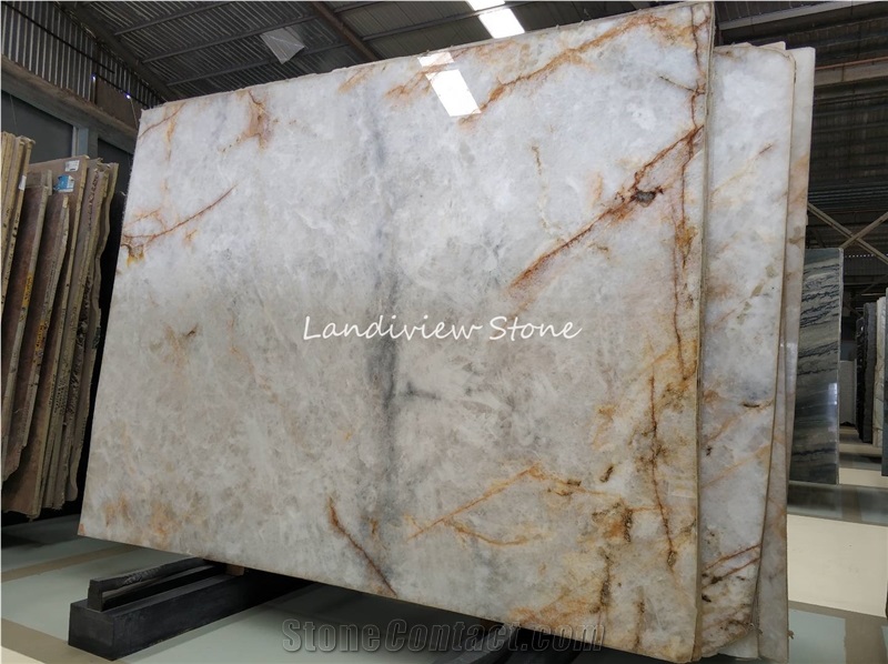 Cristallo Quartzite Slabs, Brazil White Quartzite