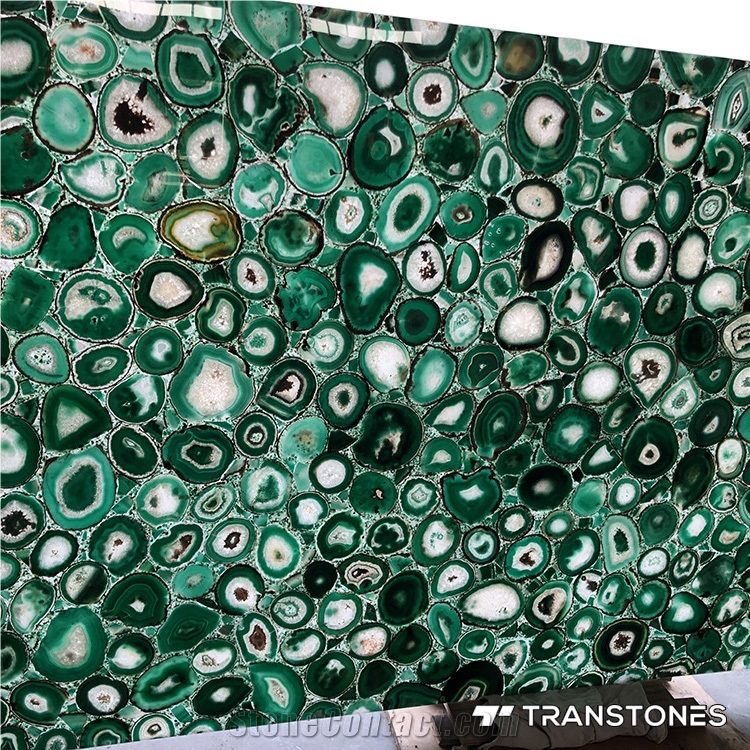 Green Polished Real Agate Wall Covering Stone