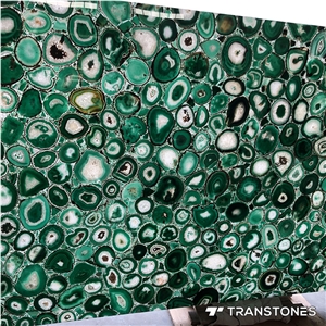 Green Polished Real Agate Wall Covering Stone