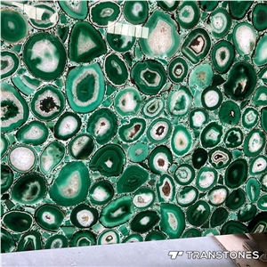 Green Polished Real Agate Wall Covering Stone