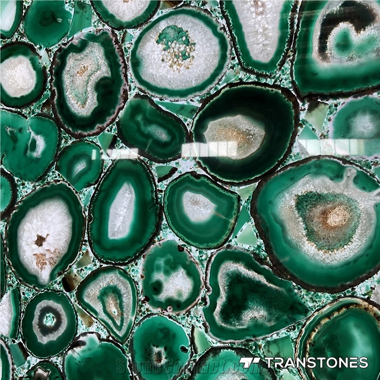 Green Polished Real Agate Wall Covering Stone