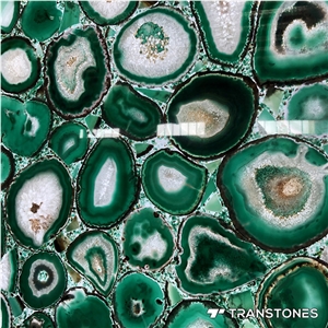 Green Polished Real Agate Wall Covering Stone
