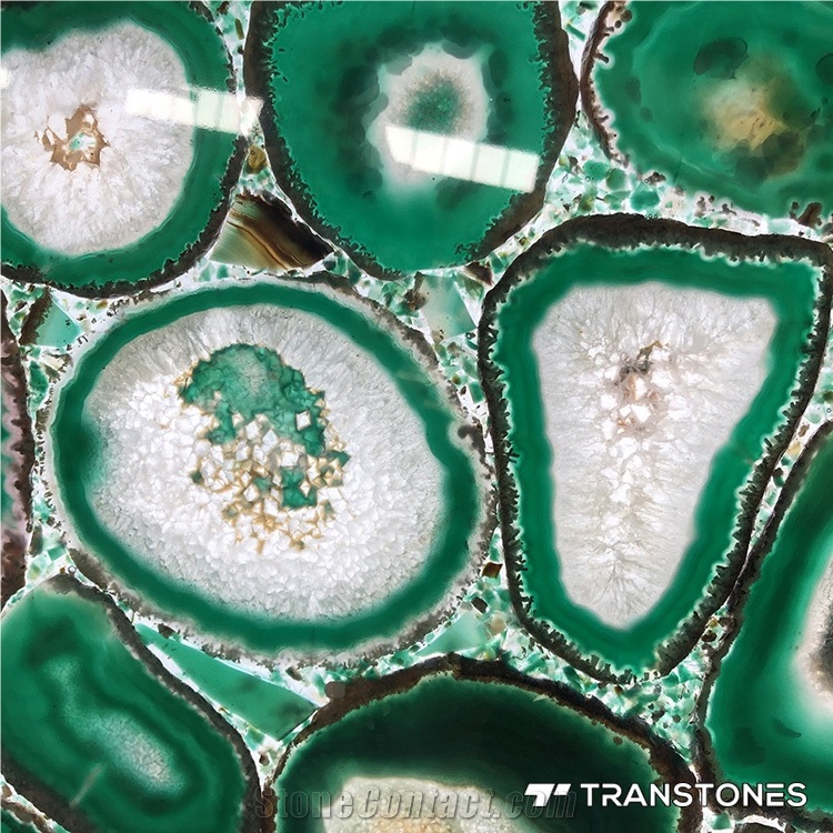 Green Polished Real Agate Wall Covering Stone