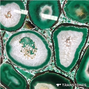 Green Polished Real Agate Wall Covering Stone