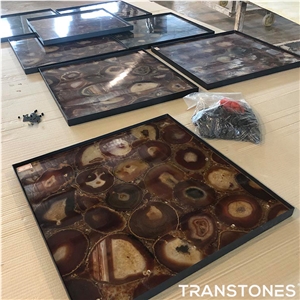 Translucent Natural Agate Semiprecious Stone Shower Wall Panel