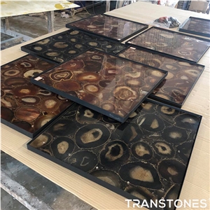 Translucent Natural Agate Semiprecious Stone Shower Wall Panel