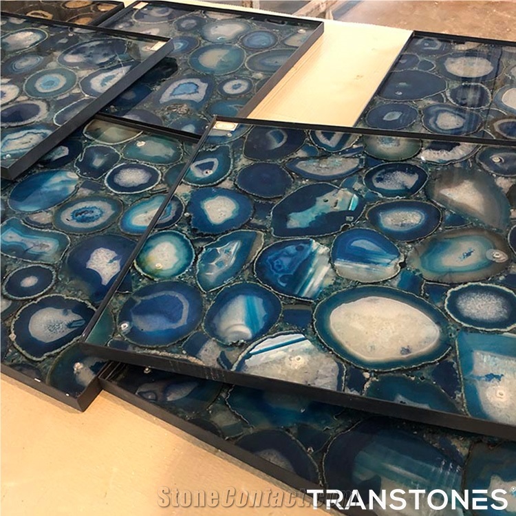Translucent Natural Agate Semiprecious Stone Shower Wall Panel
