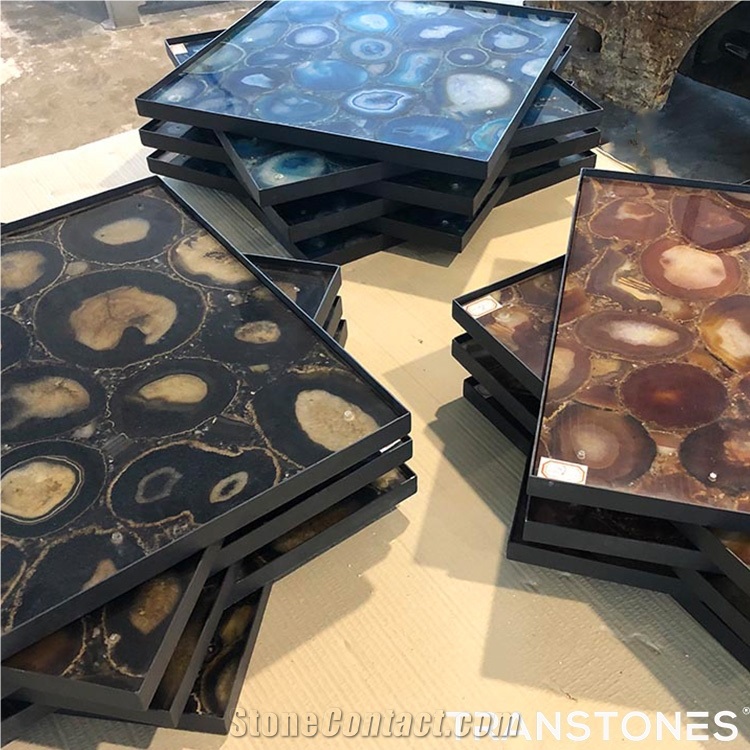 Translucent Natural Agate Semiprecious Stone Shower Wall Panel