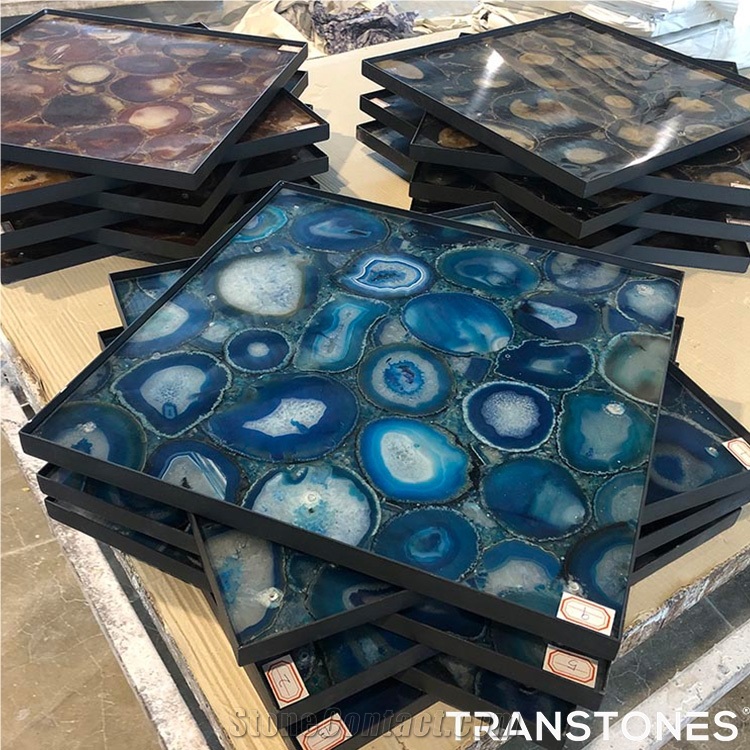 Translucent Natural Agate Semiprecious Stone Shower Wall Panel