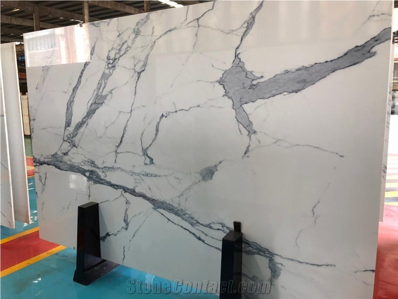 Calacatta White 3d Painting Artificial Marble Slab