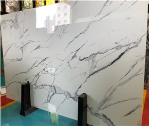 Calacatta White 3d Painting Artificial Marble Slab