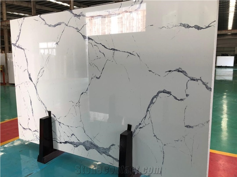 Calacatta White 3d Painting Artificial Marble Slab