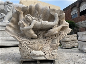 Granite Fountain Spray Water Mermaid Waterfall