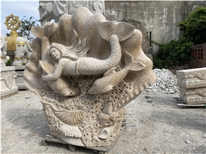 Granite Fountain Spray Water Mermaid Waterfall